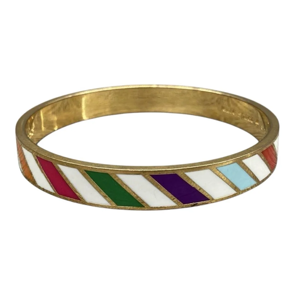 Kate Spade New York Gold Multicolor Striped Bangle Bracelet 1742 - Picture 6 of 6